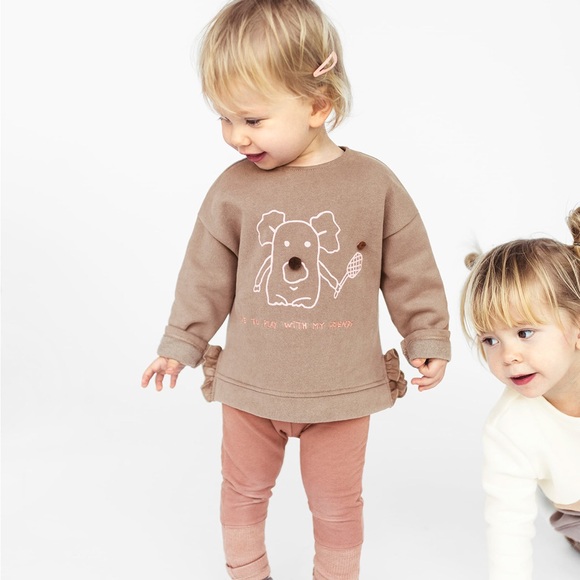 Zara Kids Koala Text Sweatshirt 9-12mos - Picture 1 of 5